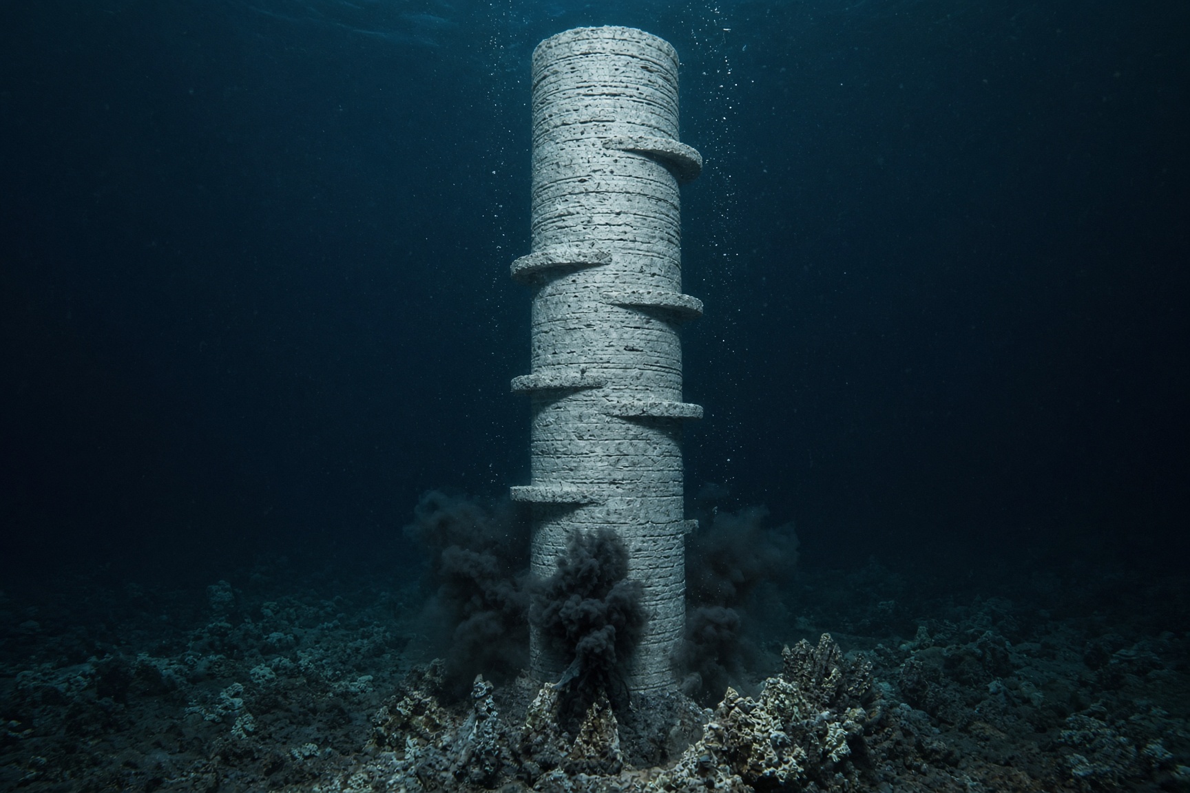 Neutrally buoyant 3D-printed concrete column